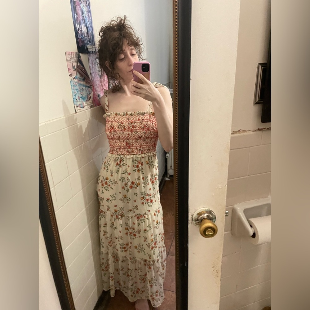 Floral Maxi Dress with Smocked Bodice